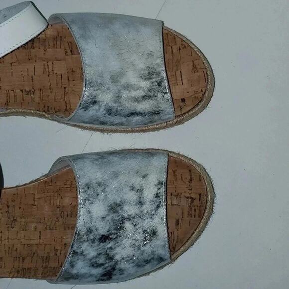 Espadrille sandal silver/white,adjust ankle strap, white and silver size 41 - Picture 5 of 14